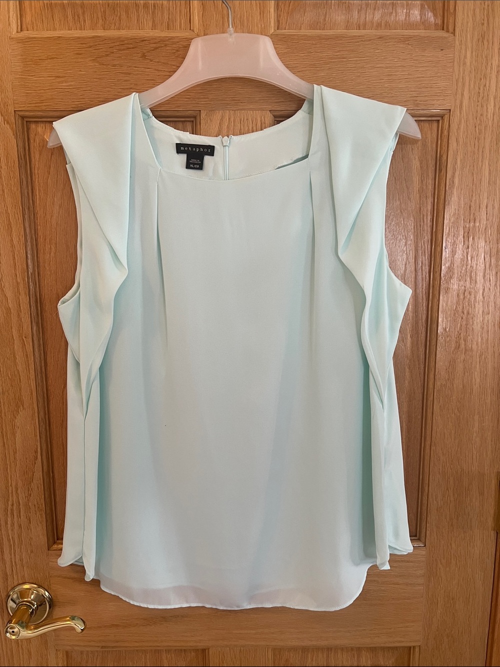 Metaphor Mint Green Ruffle-Shoulder Camisole